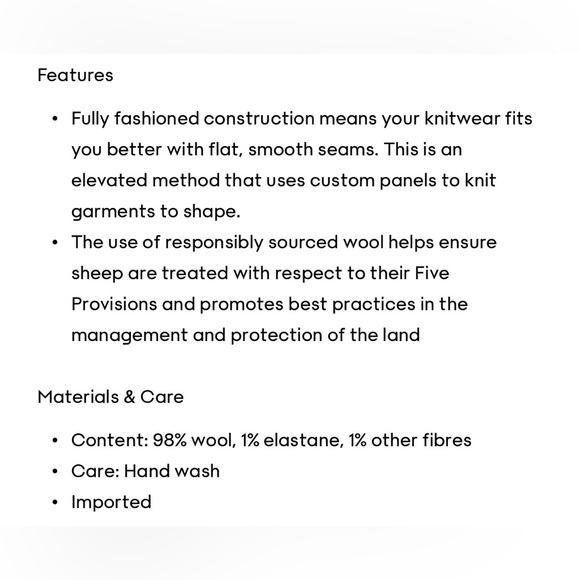 NWT Aritzia Heritage Knit Merino Wool Sweater - Picture 2 of 4